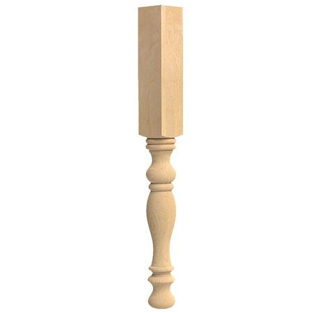 English Country Island Column With Foot - Red Oak